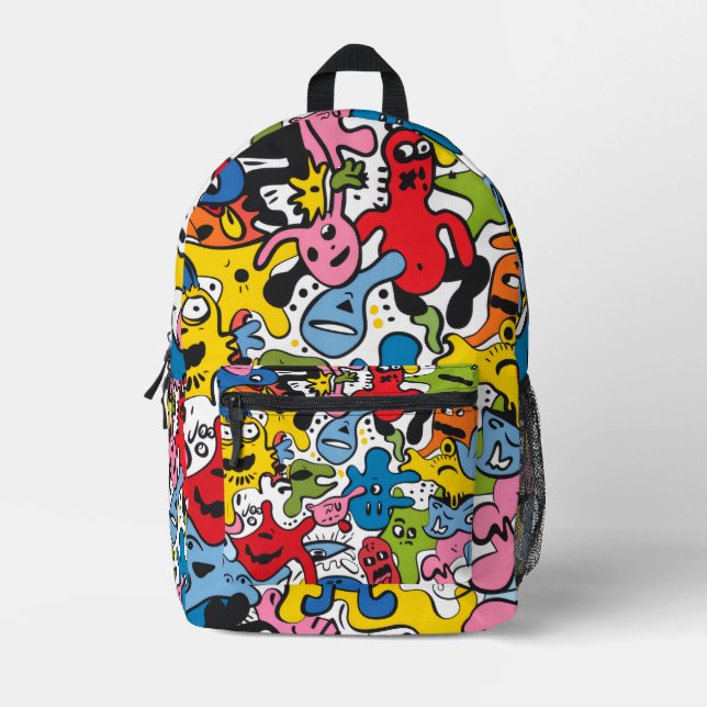 Sac à dos drôle pour enfants avec imprimé doodle p (Recto)
