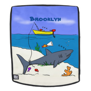 Sac À Dos Drôle requin couché et dessin animé de pêche