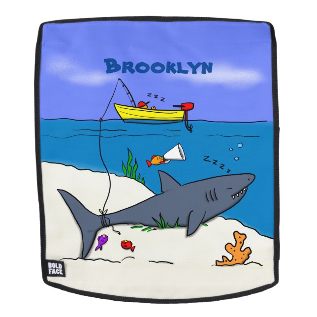 Sac À Dos Drôle requin couché et dessin animé de pêche (Devant amovible)
