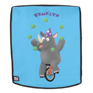 Sac À Dos Drôle rhinocéros mignon jonglant sur monocycle