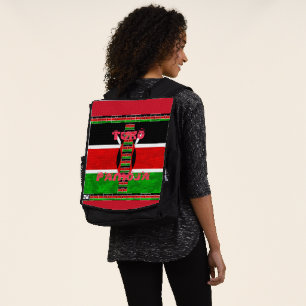 Sac À Dos Élégant bouclier noir rouge vert Hakuna Matata