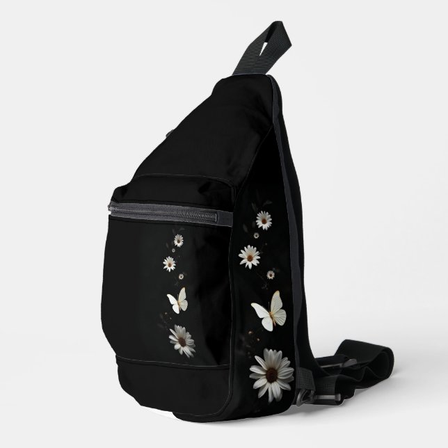 Sac à dos esthétique papillon floral noir (Coin droit)