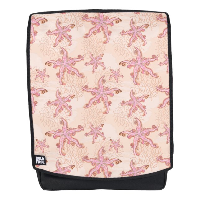 Sac À Dos Étoiles de mer et motif pastel rose corail (Devant)