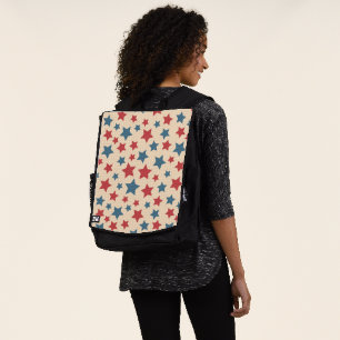 Sac À Dos Étoiles rouges et bleues, 4 juillet, fond beige