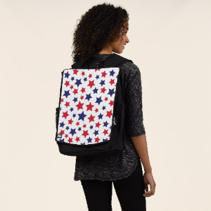 Sac À Dos Étoiles rouges et bleues, 4 juillet, fond blanc