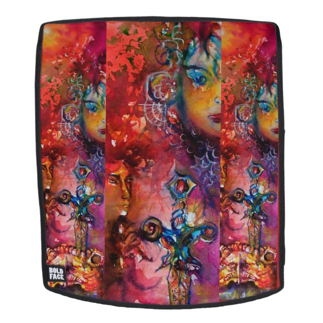 Sac À Dos EXCALIBUR /Épée Magique  Rouge Violet Fantastique (Devant amovible)