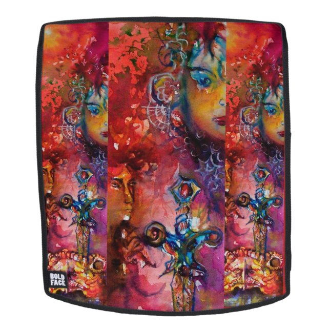 Sac À Dos EXCALIBUR /Imaginaire magique rouge épée violet (Devant amovible)