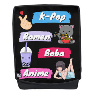 Sac À Dos Fan de la culture pop K-Pop, Ramen, Boba et Anime 