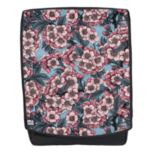 Sac À Dos Fleur de cerisier rose et bleu