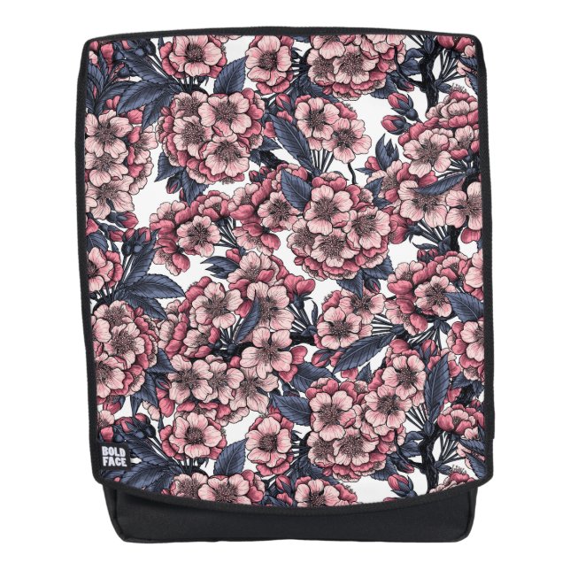Sac À Dos Fleur de cerisier rose et bleu (Devant)