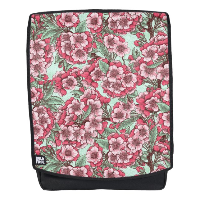 Sac À Dos Fleur de cerisier rose et menthe (Devant)