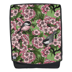 Sac À Dos Fleur de cerisiers et poulets verts