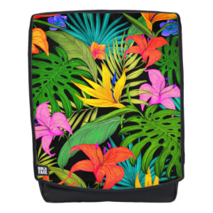 Sac À Dos Fleur tropicale et feuille de palmier Hawaïen colo