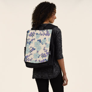 Sac À Dos Fleurs Bleues, Fleurs Violettes, Motif Floral