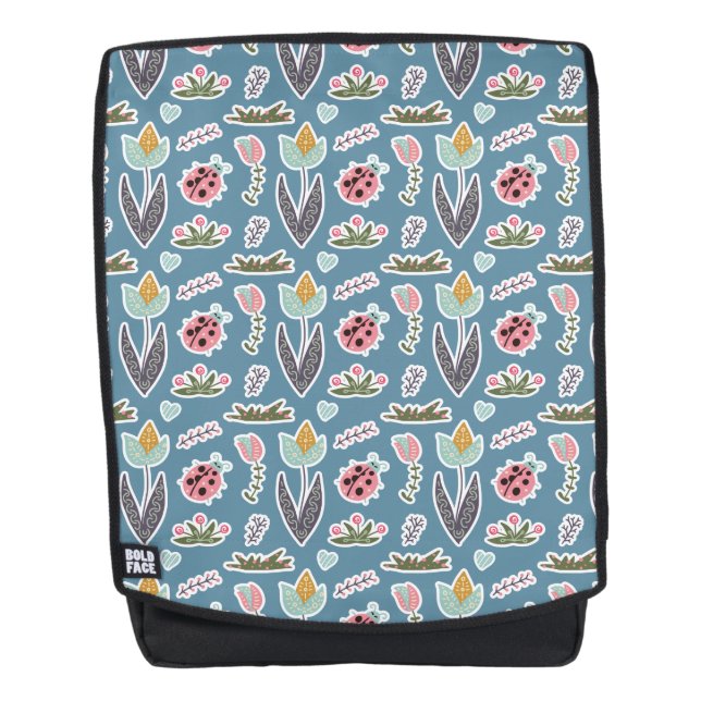 Sac À Dos Fleurs de printemps et Motif de coccinelle (Devant)