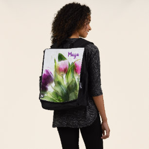 Sac À Dos Fleurs Roses Et Violettes