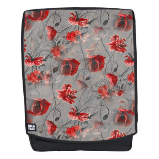 Sac À Dos Fleurs rouges sur Gris foncé, Pépites rouges à pap