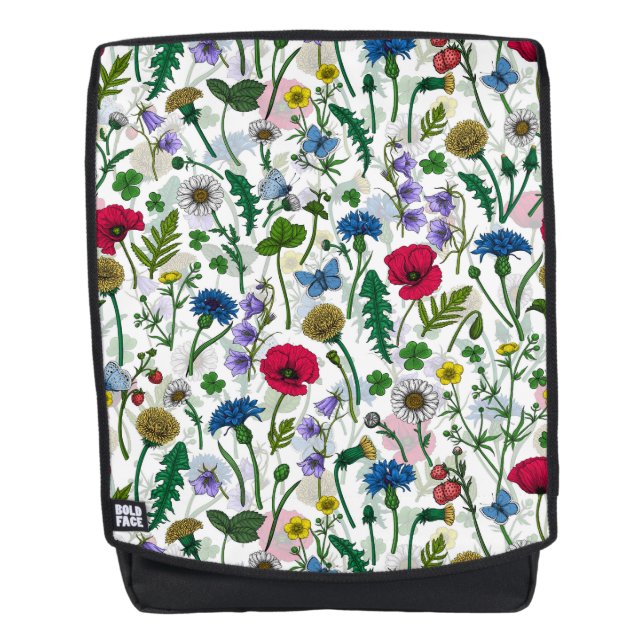 Sac À Dos Fleurs sauvages sur blanc cassé (Devant)