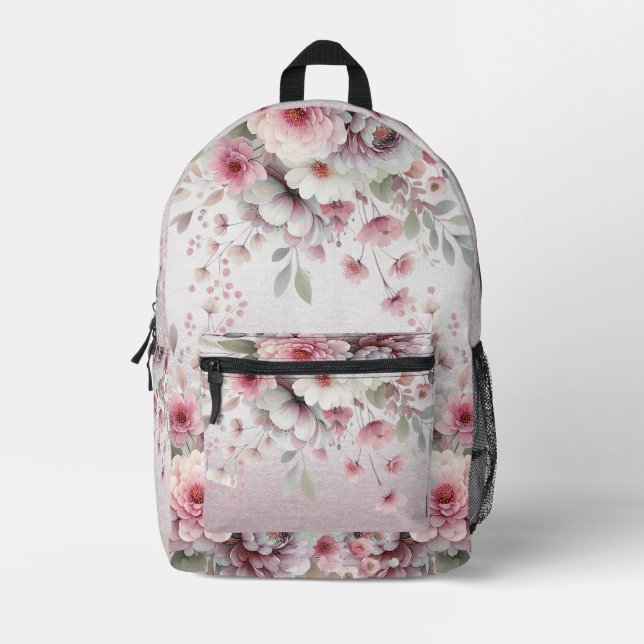 Sac à dos floral rose moderne coupé (Recto)