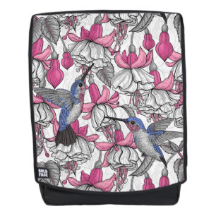 Sac À Dos Fuchsia et colibris blancs