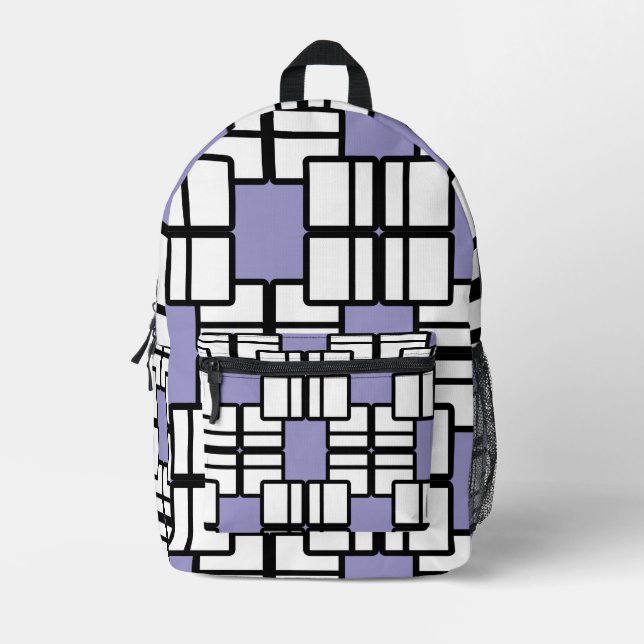 Sac à dos géométrique violet et noir pâle (Recto)