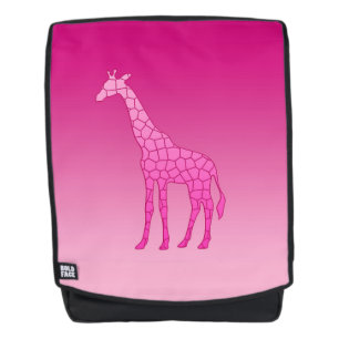 Sac À Dos Girafe Géométrique Moderne, Fuchsia et Rose Clair