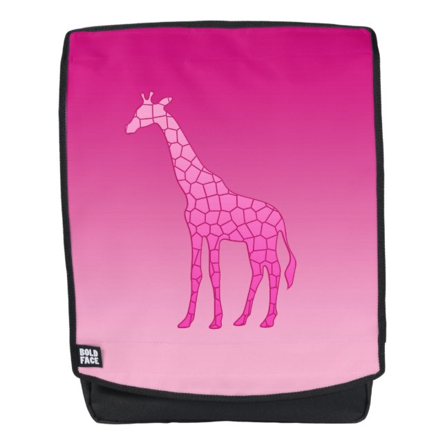 Sac À Dos Girafe Géométrique Moderne, Fuchsia et Rose Clair (Devant)