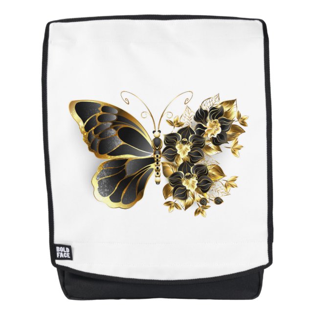 Sac À Dos Gold flower Butterfly with Black Orchid (Devant)
