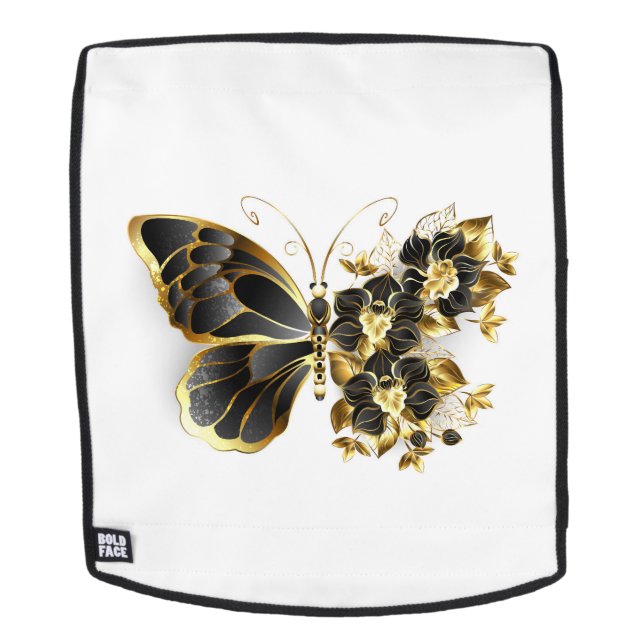 Sac À Dos Gold flower Butterfly with Black Orchid (Devant amovible)