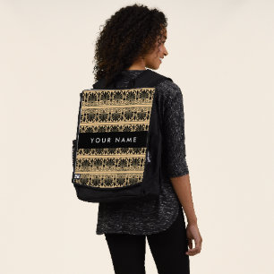 Sac À Dos Grec Fret Arabesque Marron, Votre Nom, Personnalis