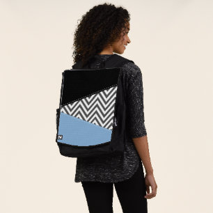 Sac À Dos Gris Zigzag, Gris Chevron, Motif Zigzag, Bleu
