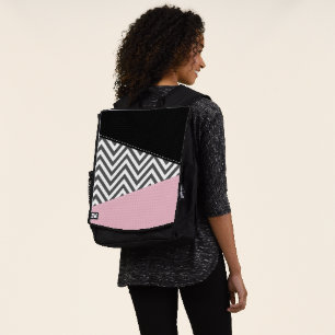 Sac À Dos Gris Zigzag, Gris Chevron, Motif Zigzag, Rose