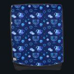 Sac À Dos Hanukkiah Happy Hanoukka Juive Fête Menorah<br><div class="desc">Symbole de Hanukkiah. Joyeux Hanoukka Party Juif Holiday Blue Menorah Motif. Décoration Chanukkah de Fête Juive avec le symbole décoratif traditionnel Chanuka - bleu marine hanukkiah menorah, chandelier avec bougies, étoile de David et néon bleu lumières illustration. Hanoukka Festival des lumières Décoration de l'événement. Jérusalem, Israël.Accessoires > Sacs et portefeuilles...</div>