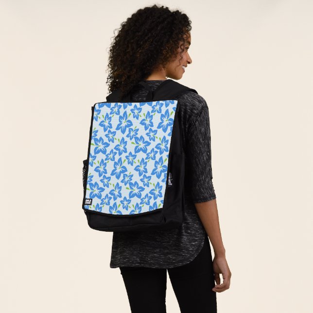 Sac À Dos Hibiscus bleu, Fleurs bleues, Motif de fleurs (Porté)