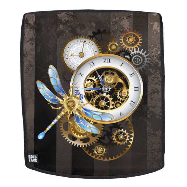 Sac À Dos Horloge à vapeur avec libellule mécanique (Devant amovible)