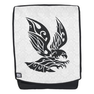 Sac À Dos Illustration d'aigle tribal noir Damas blanc