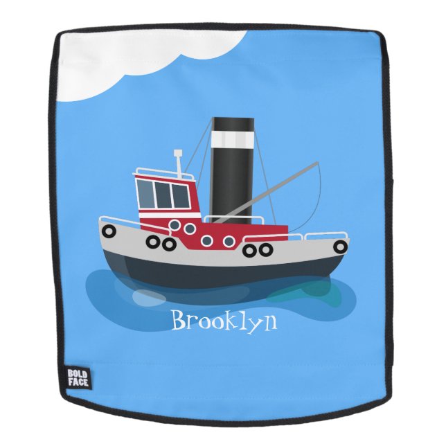 Sac À Dos Illustration de bateau de pêche chalutier mignon e (Devant amovible)