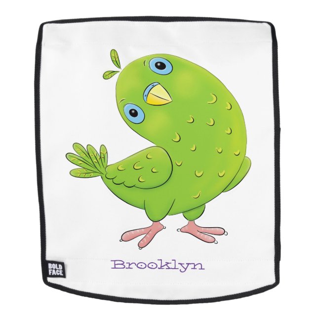 Sac À Dos Illustration de cartoon d'un perroquet vert mignon (Devant amovible)