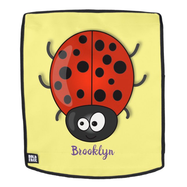 Sac À Dos Illustration de coccinelle rouge heureuse et migno (Devant amovible)