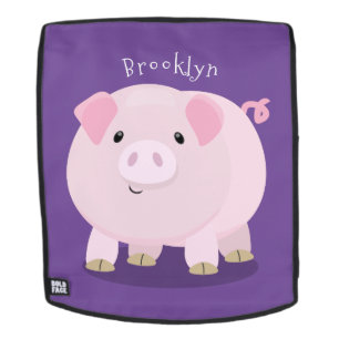 Sac À Dos Illustration de cochon cartoon rose mignon au vent