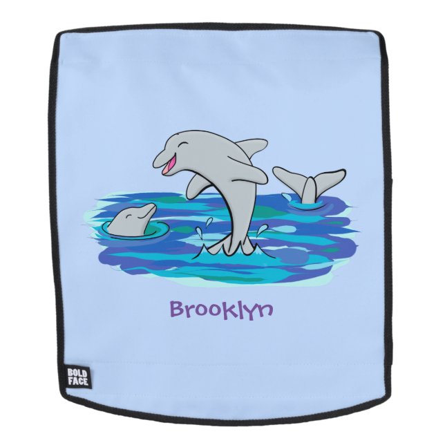 Sac À Dos Illustration de dauphins heureux adorables (Devant amovible)