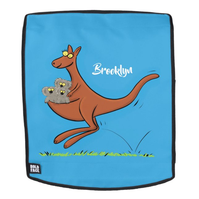 Sac À Dos Illustration de dessin animé Cute kangaroo et koal (Devant amovible)