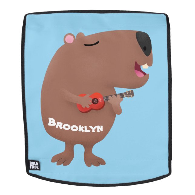 Sac À Dos Illustration de dessin animé de capybara ukulele (Devant amovible)