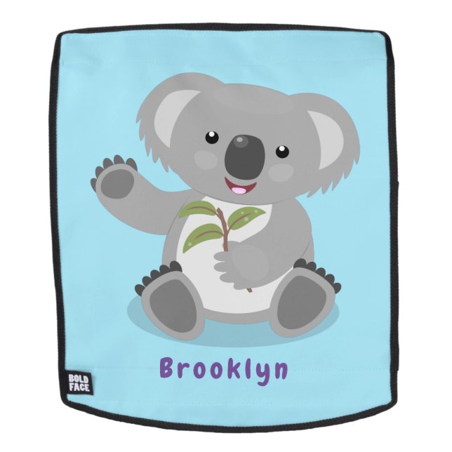 Sac À Dos Illustration de koala mignon et heureux agitant la (Devant amovible)