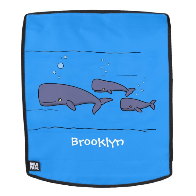 Sac À Dos Illustration de mignonne migratrice de baleines à  (Devant amovible)