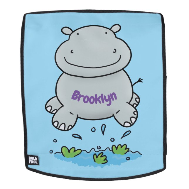 Sac À Dos Illustration de saut en hippo mignon (Devant amovible)