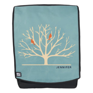 Sac À Dos Illustration d'Oiseaux oranges modernes dans un gr