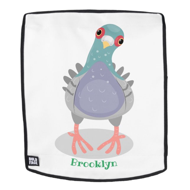 Sac À Dos Illustration drôle de pigeon curieux (Devant amovible)