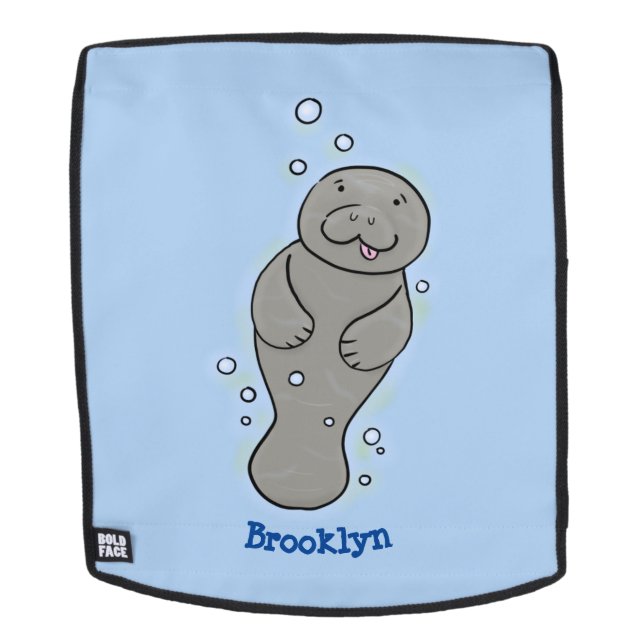 Sac À Dos Illustration d'un bébé lamantin mignon avec des bu (Devant amovible)
