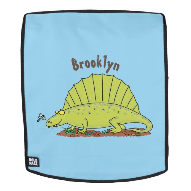 Sac À Dos Illustration d'un dimétrodon vert mignon (Devant amovible)